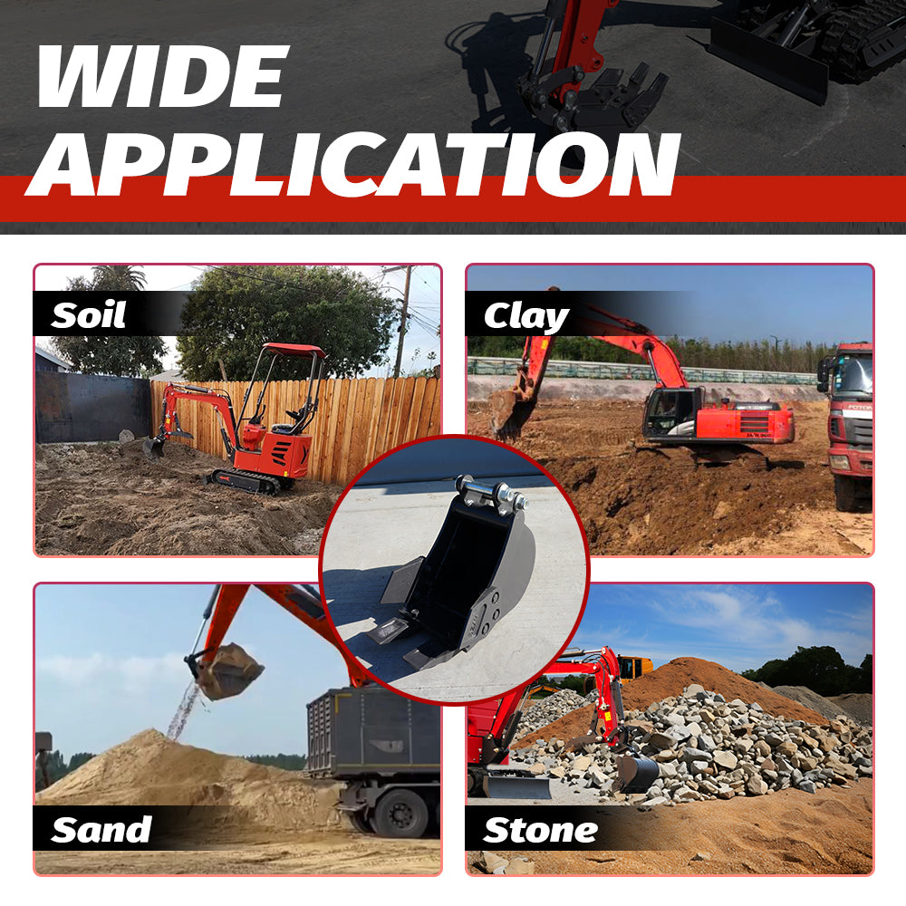 8" Toothed Bucket for 1-1.8 Ton Mini Excavators | HUAYEE HYE01-1