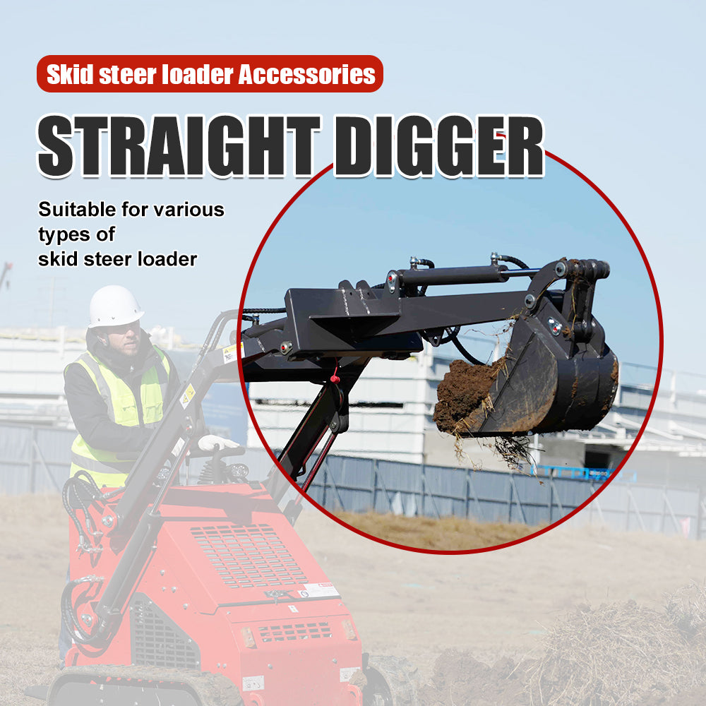Straight Dig Attachment for Mini Skid Steers - Convert Loader to Excavator for Trenching - w/Mounting Plate