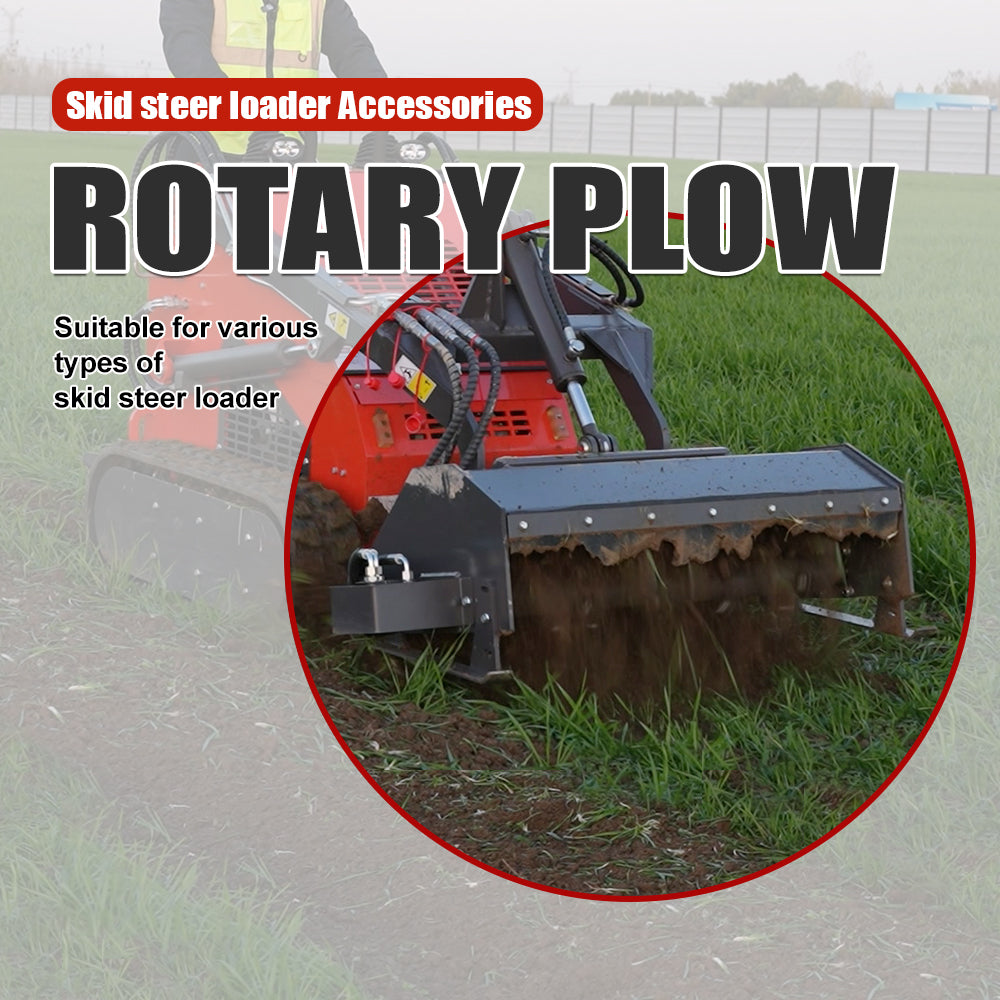 Tiller Attachment for Mini Skid Steers - Heavy-Duty Soil Cultivator for Landscaping
