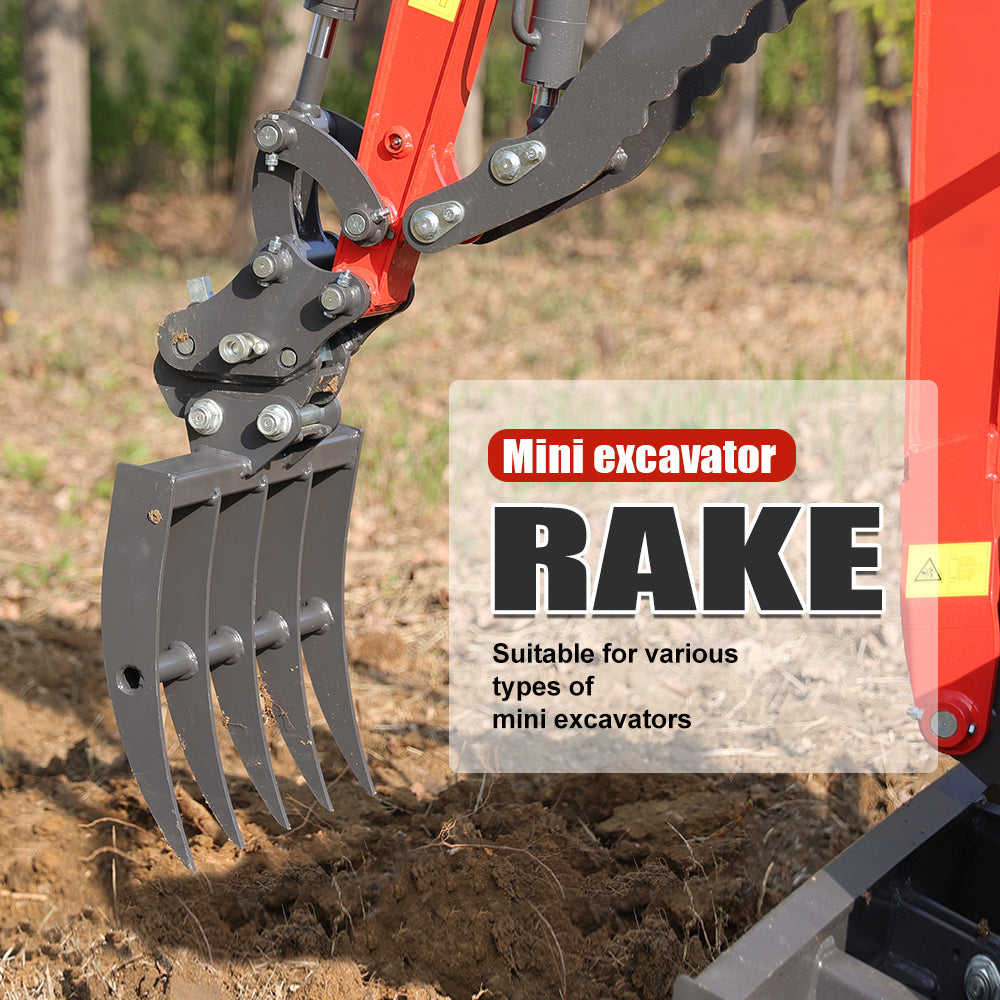 Rake for 1-1.8 Ton Mini Excavators | HUAYEE HYE01-3
