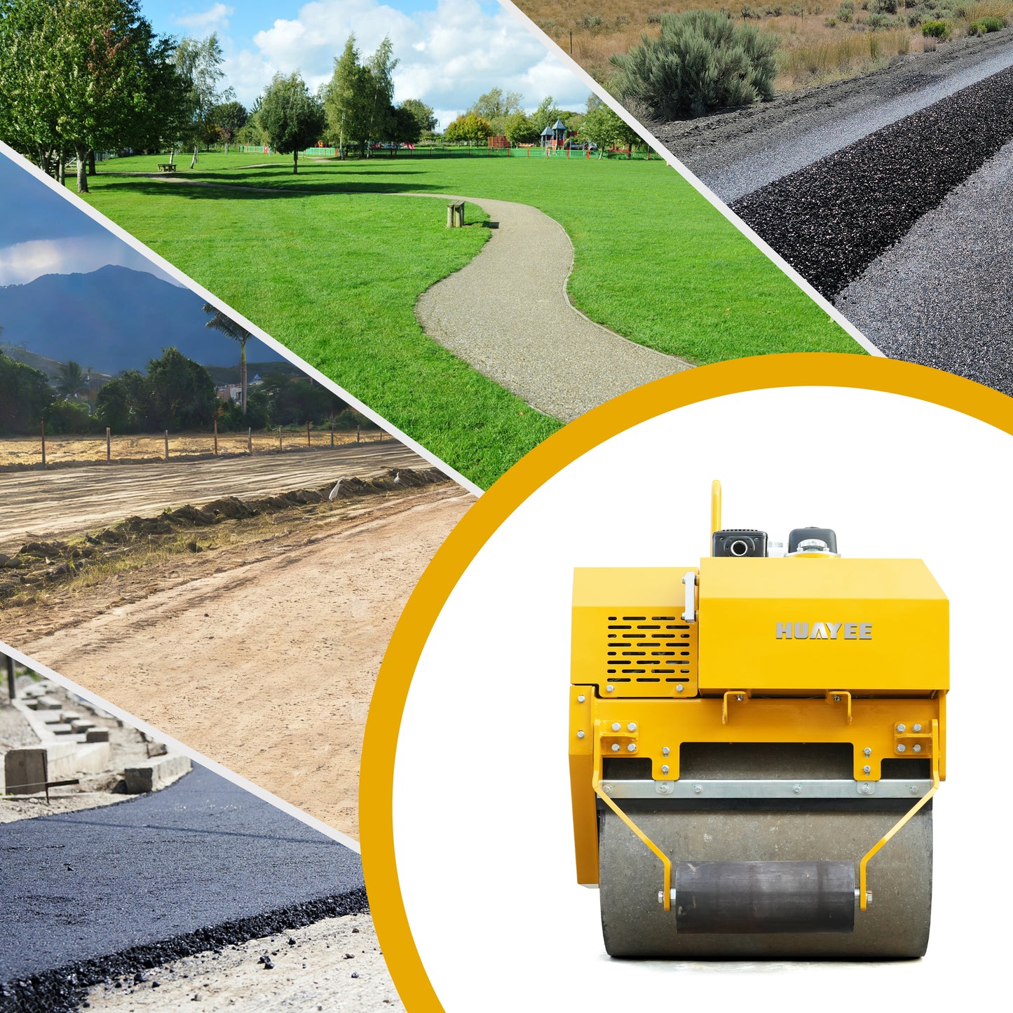 HUAYEE RHY0.5 Tandem Vibratory Road Roller - 0.5 Ton Medium-Sized Road Compaction Machine