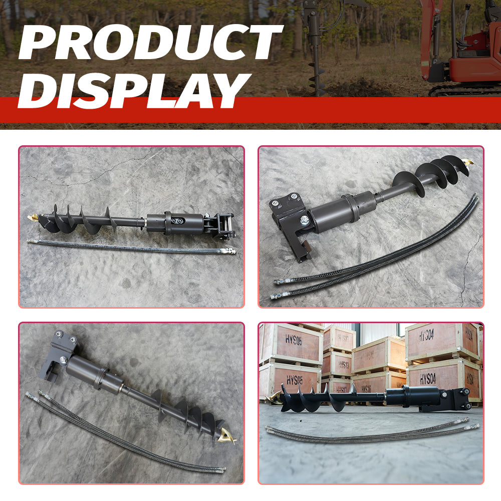 Mini Excavator Auger | 32 x 8 inches (Suitable for 2-Ton Class Models) | HUAYEE HYE06