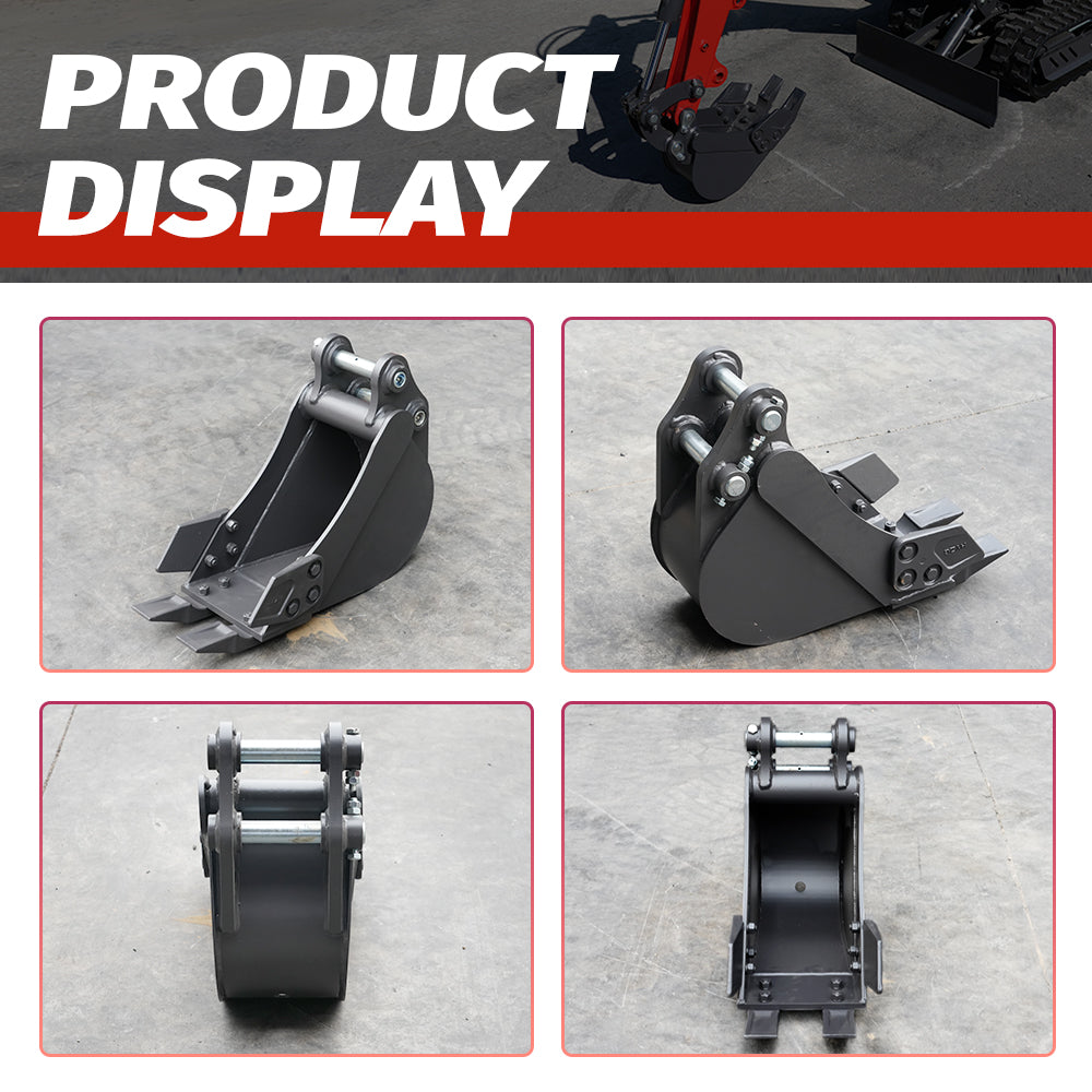 8-Inch Toothed Bucket for 2-Ton Mini Excavators | HUAYEE HYE05-1