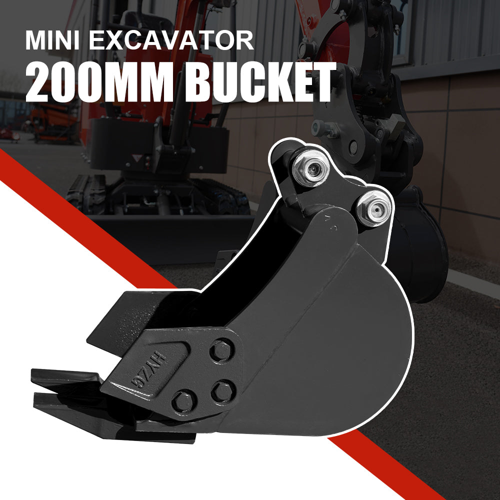8" Toothed Bucket for 1-1.8 Ton Mini Excavators | HUAYEE HYE01-1