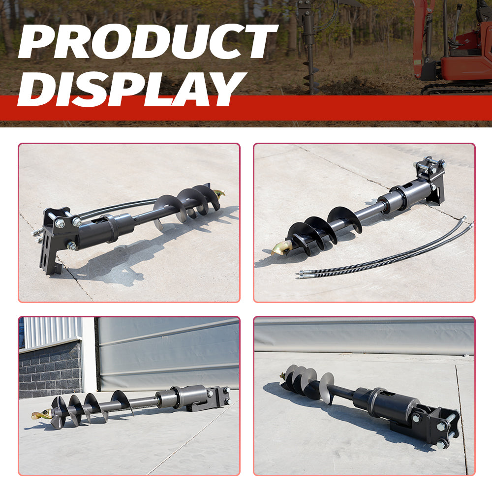 32x8" Auger Attachment for 1-1.8 Ton Mini Excavators | HUAYEE HYE02