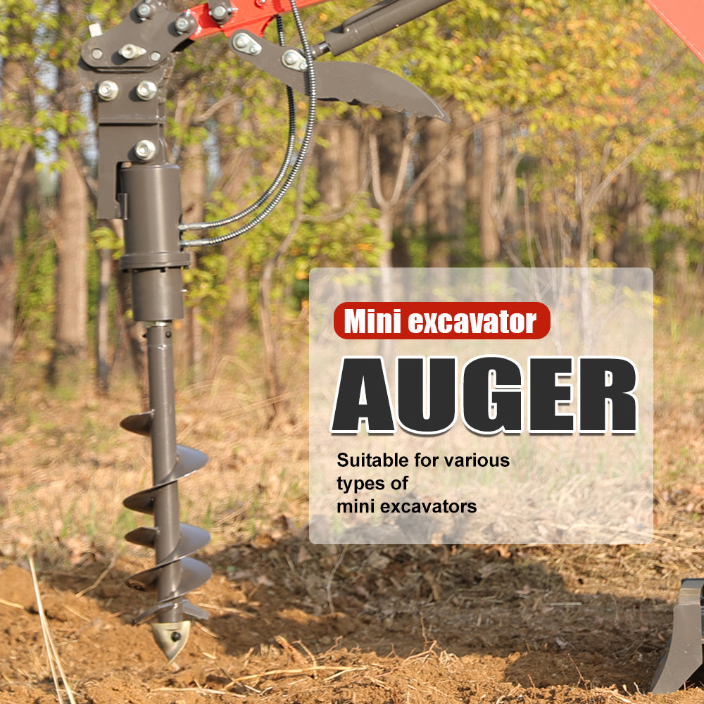 32x8" Auger Attachment for 1-1.8 Ton Mini Excavators | HUAYEE HYE02
