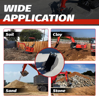 8" Toothed Bucket for 1-1.8 Ton Mini Excavators | HUAYEE HYE01-1