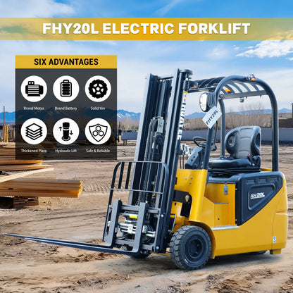 HUAYEE FHY20L Electric Forklift | Lithium Battery | Max. Lifting Capacity: 3,968 lbs | Max. Lifting Height: 118 inches