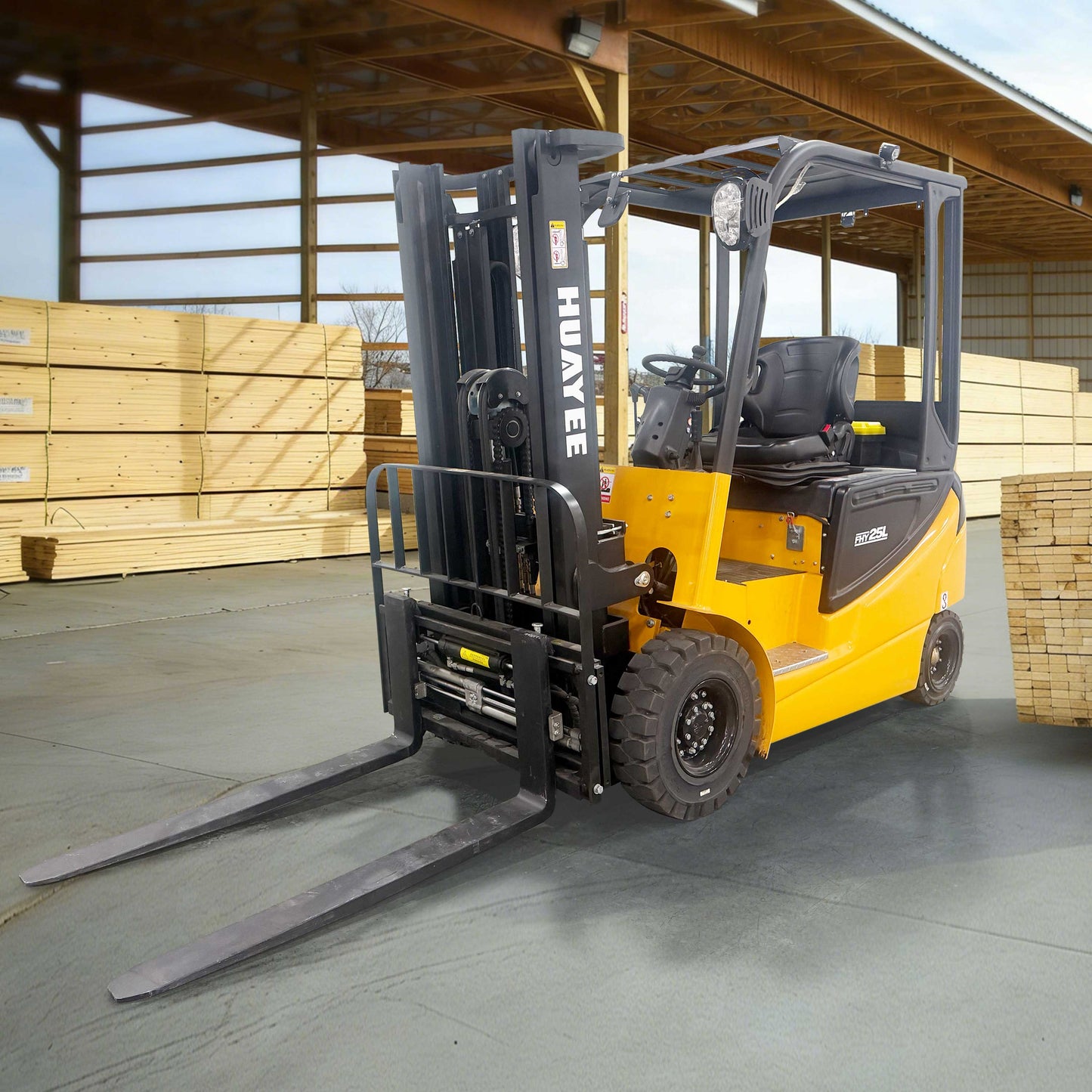 HUAYEE FHY25L Electric Forklift | Lithium Battery | Max. Lifting Capacity: 5,511 lbs | Max. Lifting Height: 118 inches