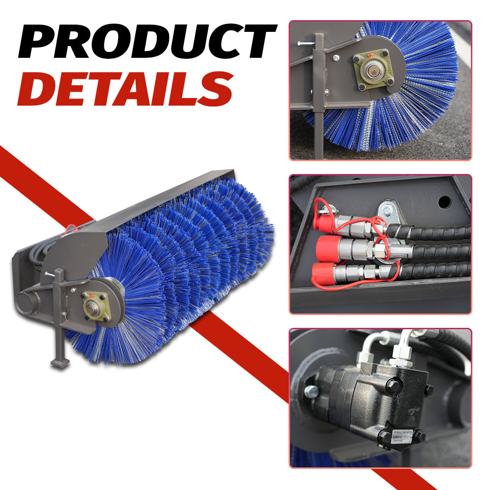 Snow Blower Attachment for Mini Skid Steers - Hydraulic Snow Thrower for Parking Lots & Driveways