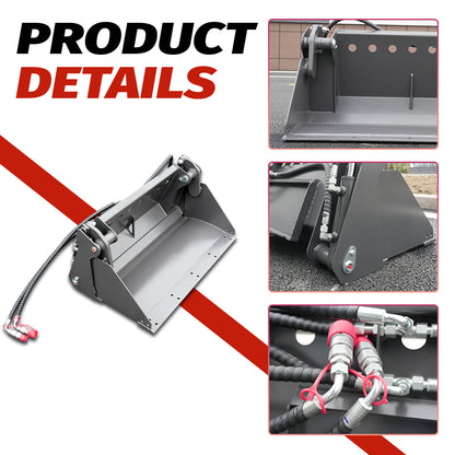 4-in-1 Bucket Attachment for Mini Skid Steer Loaders - Multi-Purpose Digging, Grading, Grappling & Dumping Bucket