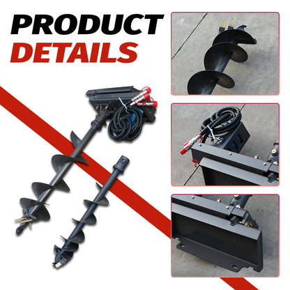 Australian Hydraulic Auger for Mini Skid Steers - w/ 200mm & 300mm Bits - Heavy-Duty Earth Drill