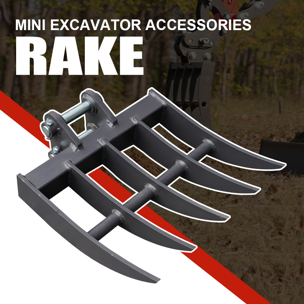 Rake for 2-Ton Mini Excavators | HUAYEE HYE05-3
