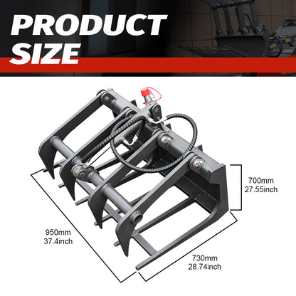 Log Grapple Attachment for Mini Skid Steer Loaders - Heavy-Duty Hydraulic Grapple Rake for Logs, Brush & Debris