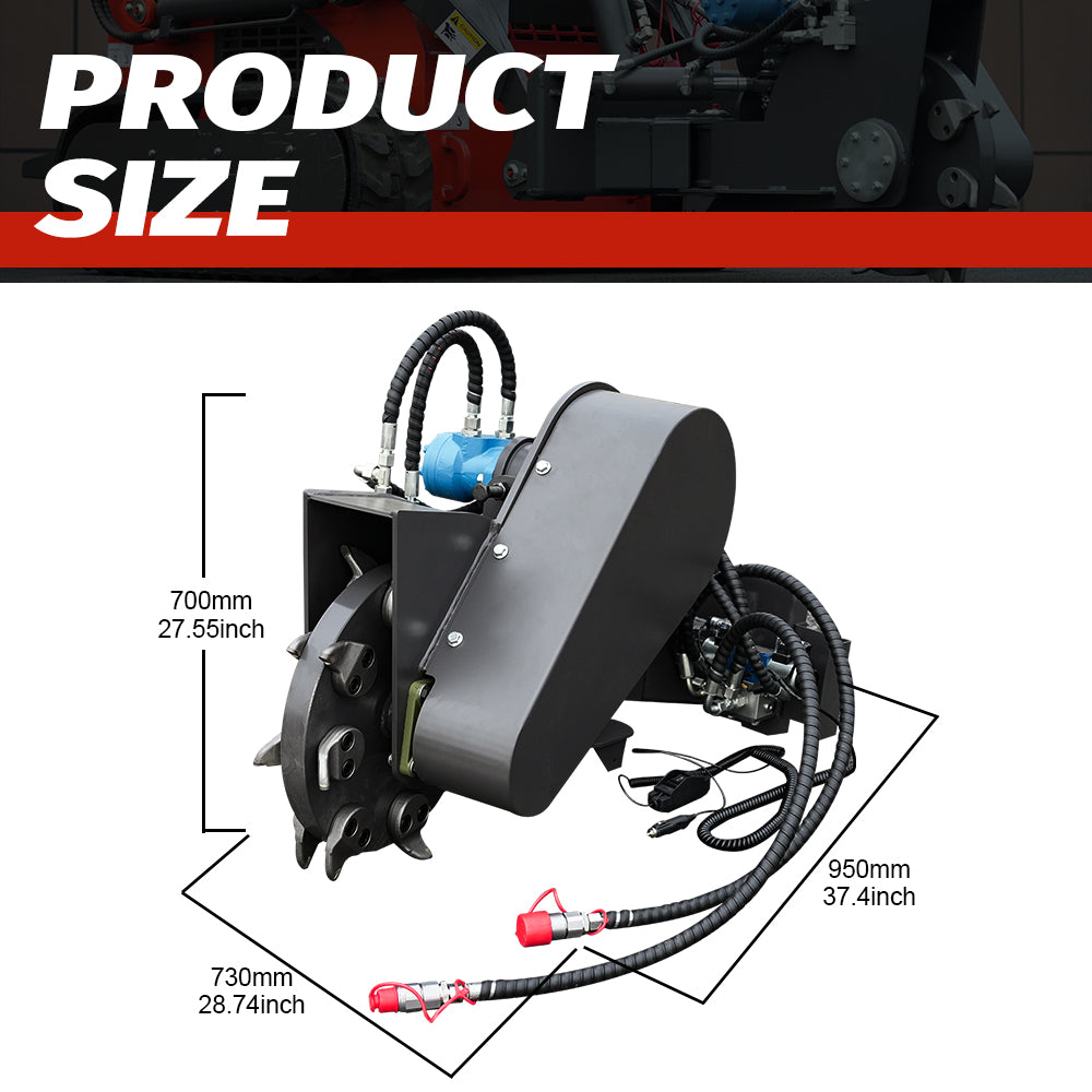 Swinging Stump Grinder for Mini Skid Steers - Hydraulic Stump Cutter w/Mounting Plate