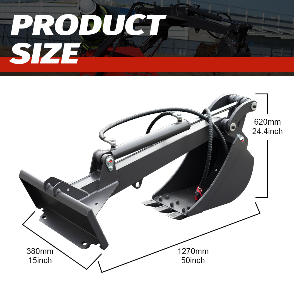 Straight Dig Attachment for Mini Skid Steers - Convert Loader to Excavator for Trenching - w/Mounting Plate