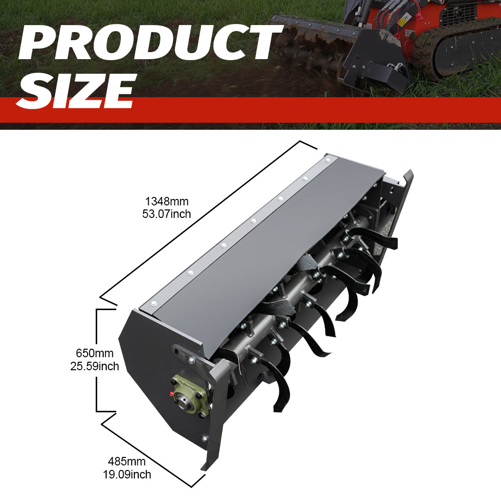 Tiller Attachment for Mini Skid Steers - Heavy-Duty Soil Cultivator for Landscaping