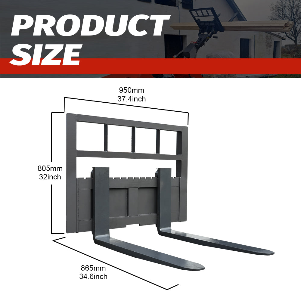 Pallet Forks Attachment for Mini Skid Steer Loaders - Heavy-Duty Forklift Tines