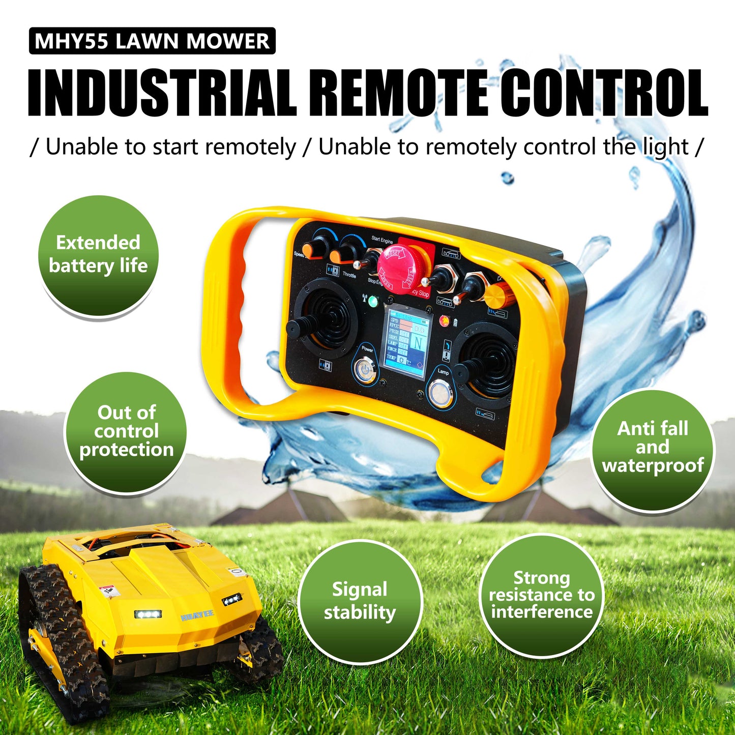 MHY55 Compact Remote Control Tracked Lawn Mower - 9HP LONCIN Gas Engine, 550mm Mowing Width