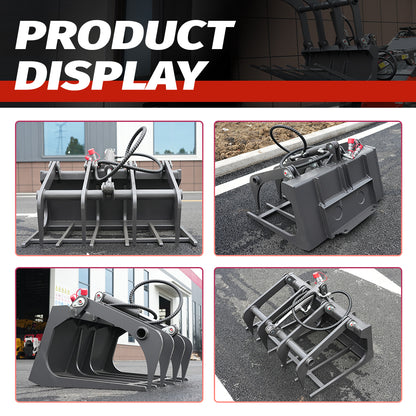Log Grapple Attachment for Mini Skid Steer Loaders - Heavy-Duty Hydraulic Grapple Rake for Logs, Brush & Debris