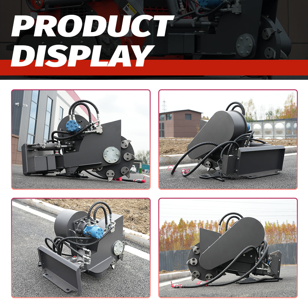 Swinging Stump Grinder for Mini Skid Steers - Hydraulic Stump Cutter w/Mounting Plate