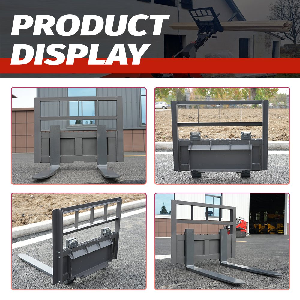 Pallet Forks Attachment for Mini Skid Steer Loaders - Heavy-Duty Forklift Tines