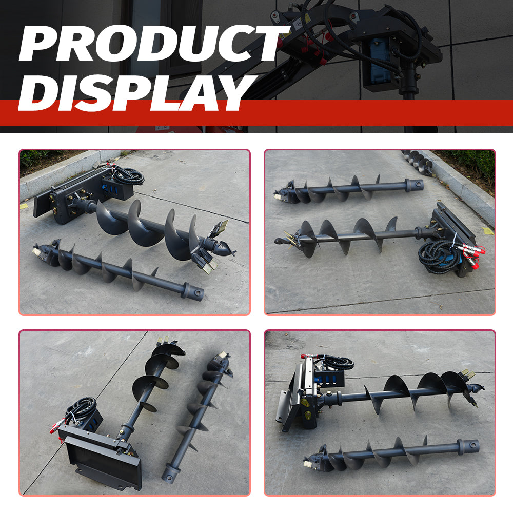 Australian Hydraulic Auger for Mini Skid Steers - w/ 200mm & 300mm Bits - Heavy-Duty Earth Drill