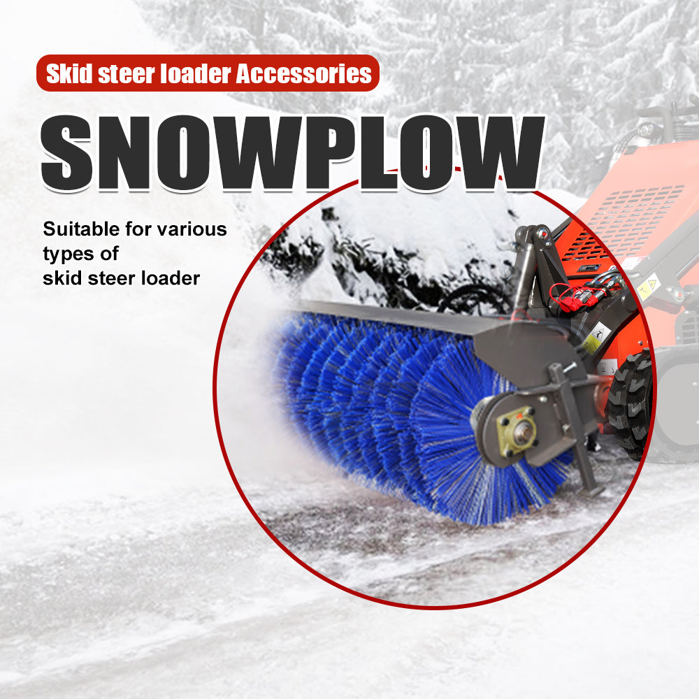 Snow Blower Attachment for Mini Skid Steers - Hydraulic Snow Thrower for Parking Lots & Driveways