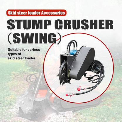 Swinging Stump Grinder for Mini Skid Steers - Hydraulic Stump Cutter w/Mounting Plate