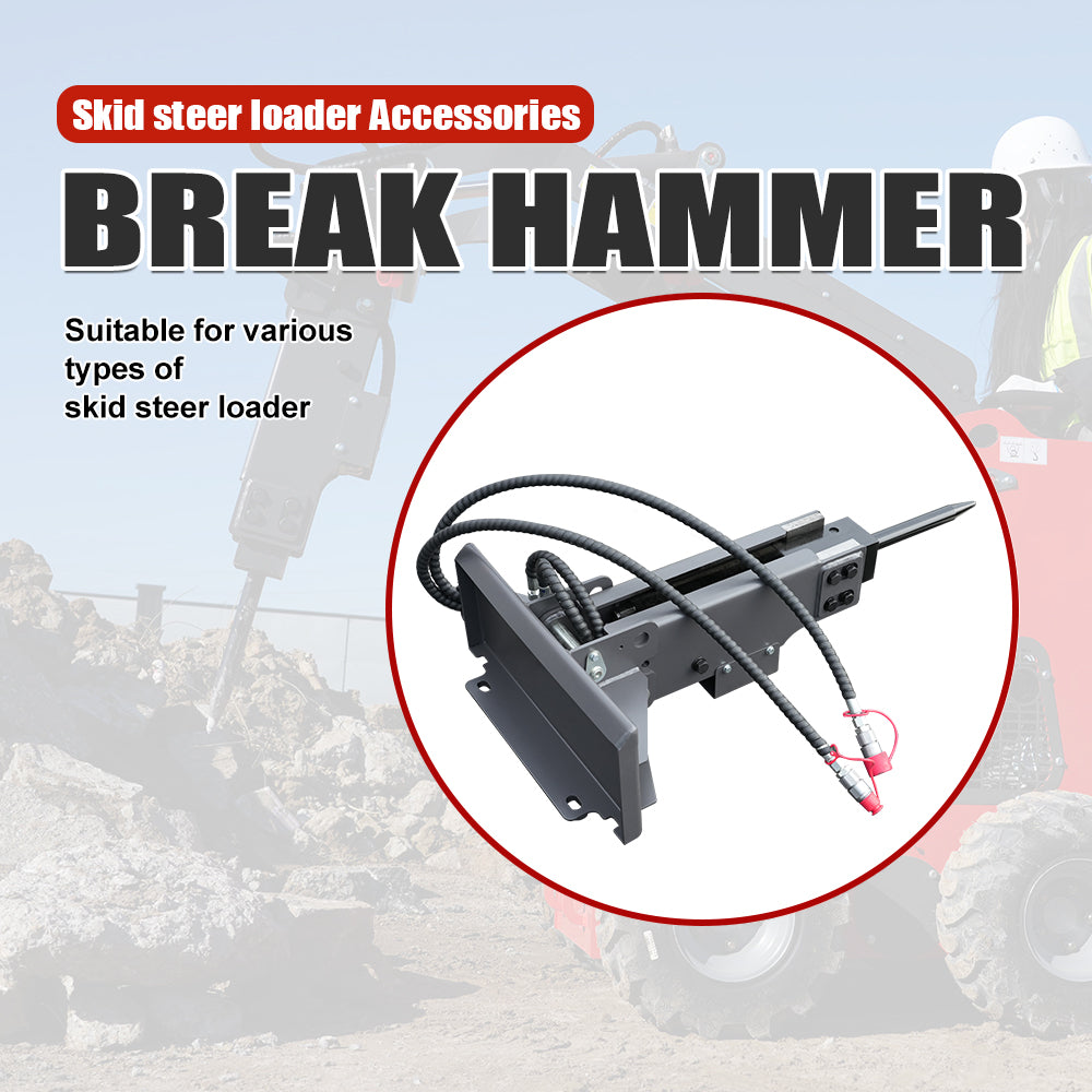 Hydraulic Breaker Attachment for Mini Skid Steer Loaders - Heavy-Duty Demolition Hammer for Concrete, Rock & Asphalt