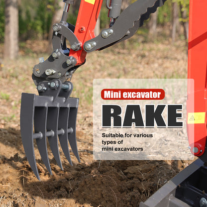 Rake for 2-Ton Mini Excavators | HUAYEE HYE05-3
