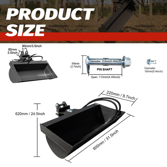 800mm 32" Tilt Bucket for 1-1.8 Ton Mini Excavators | HUAYEE HYE04