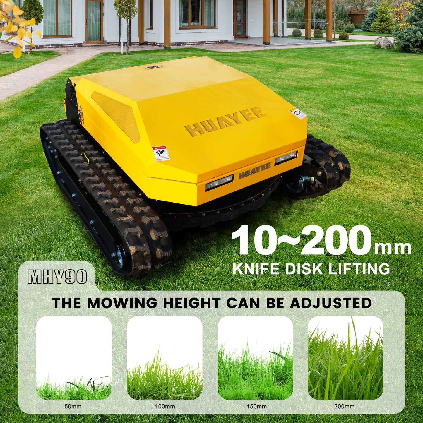 MHY90 Heavy-Duty Remote Control Tracked Slope Mower - 22HP, 900mm Cutting Width | HUAYEE