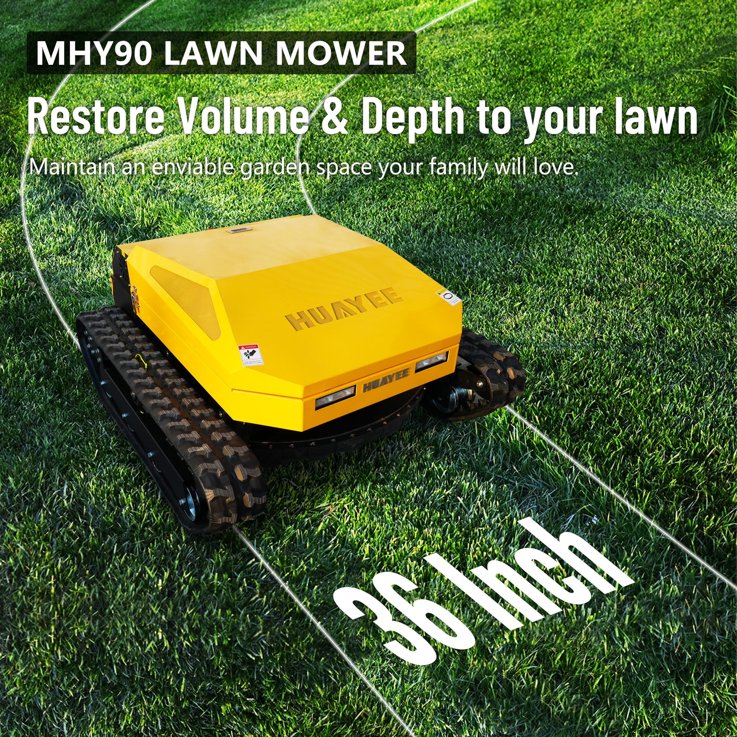 MHY90 Heavy-Duty Remote Control Tracked Slope Mower - 22HP, 900mm Cutting Width | HUAYEE