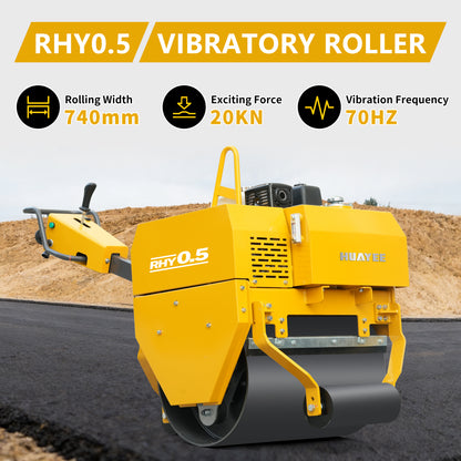HUAYEE RHY0.5 Tandem Vibratory Road Roller - 0.5 Ton Medium-Sized Road Compaction Machine