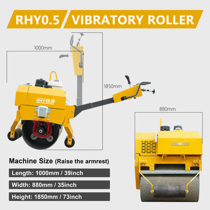 HUAYEE RHY0.5 Tandem Vibratory Road Roller - 0.5 Ton Medium-Sized Road Compaction Machine