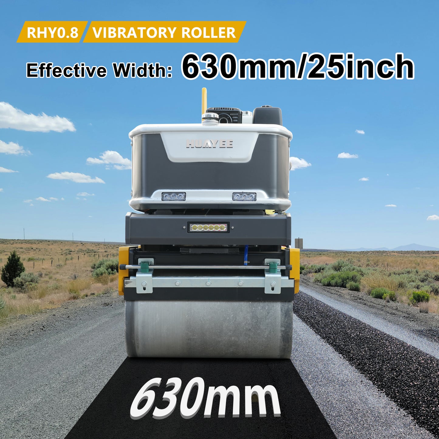 HUAYEE RHY0.8 Tandem Vibratory Road Roller - 0.8 Ton Heavy-Duty Road Compaction Machine