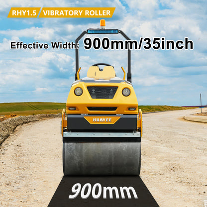 HUAYEE RHY1.5 Tandem Vibratory Road Roller - 1.5 Ton Ultra-Heavy Professional Road Compactor