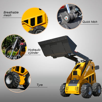 HUAYEE LHY360 Mini Skid Steer Loader - 13.5HP Briggs & Stratton Engine, 200kg Rated Load