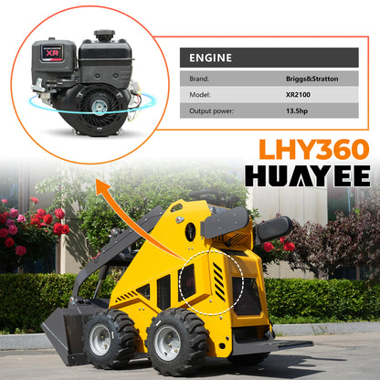 HUAYEE LHY360 Mini Skid Steer Loader - 13.5HP Briggs & Stratton Engine, 200kg Rated Load