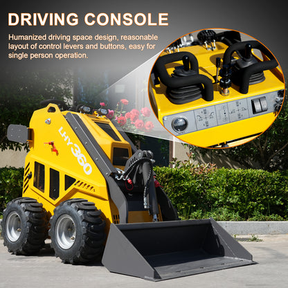 HUAYEE LHY360 Mini Skid Steer Loader - 13.5HP Briggs & Stratton Engine, 200kg Rated Load