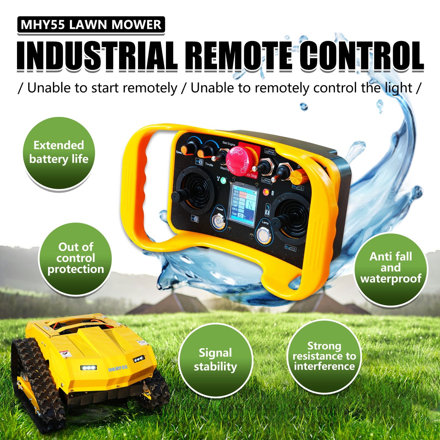 MHY55 Compact Remote Control Tracked Lawn Mower - 9HP LONCIN Gas Engine, 550mm Mowing Width