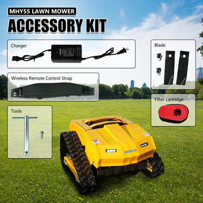 MHY55 Compact Remote Control Tracked Lawn Mower - 9HP LONCIN Gas Engine, 550mm Mowing Width
