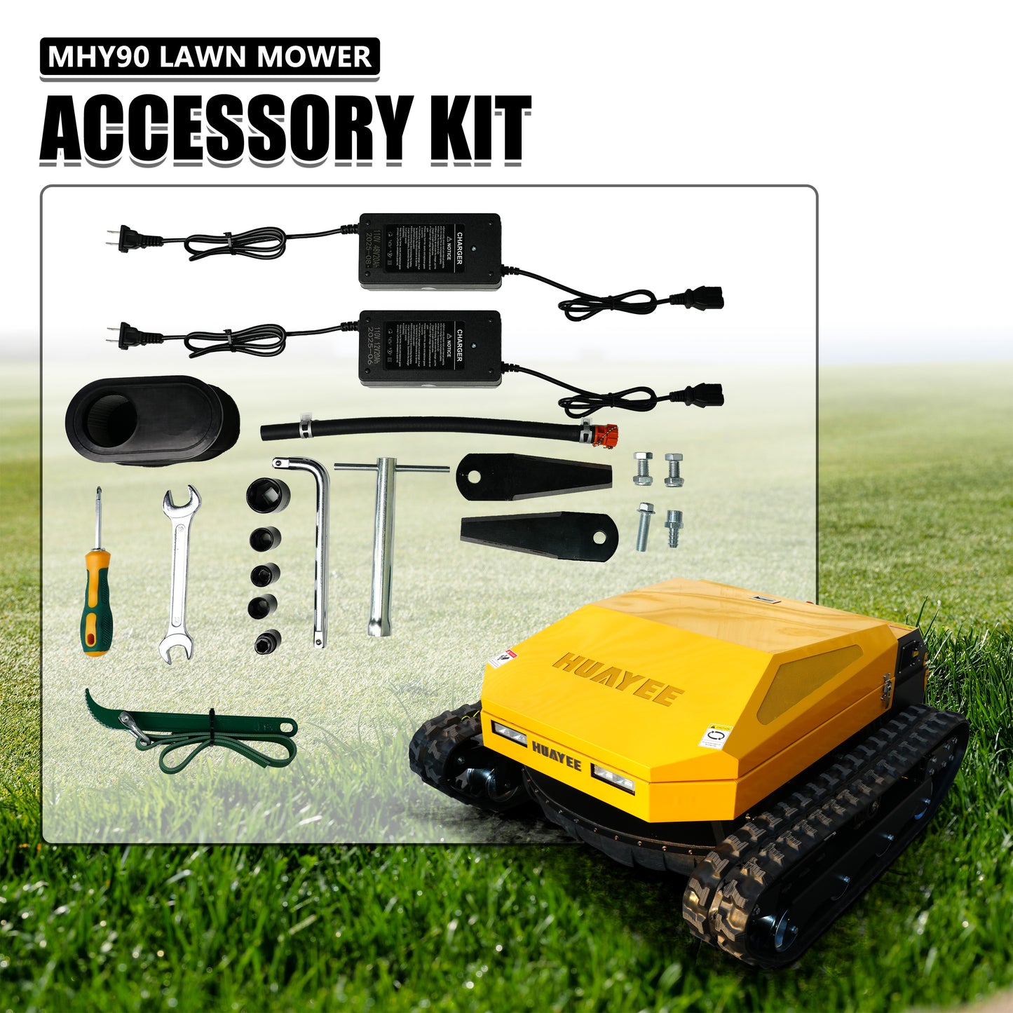 MHY90 Heavy-Duty Remote Control Tracked Slope Mower - 22HP, 900mm Cutting Width | HUAYEE