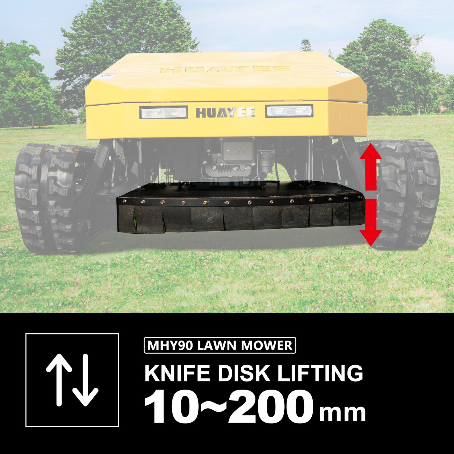 MHY90 Heavy-Duty Remote Control Tracked Slope Mower - 22HP, 900mm Cutting Width | HUAYEE