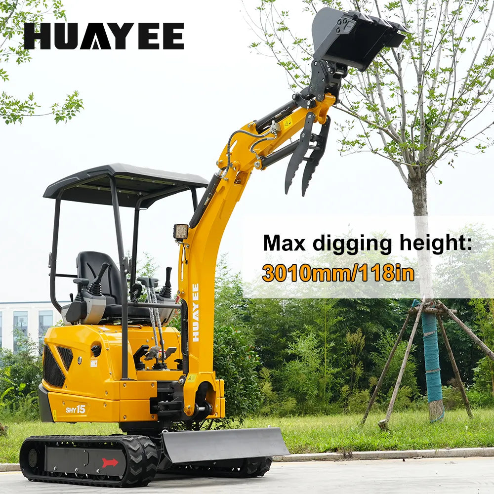 HUAYEE SHY15 | Mini Excavator - 1.5 Ton Compact Excavator with Kubota D722 Engine, 14 HP