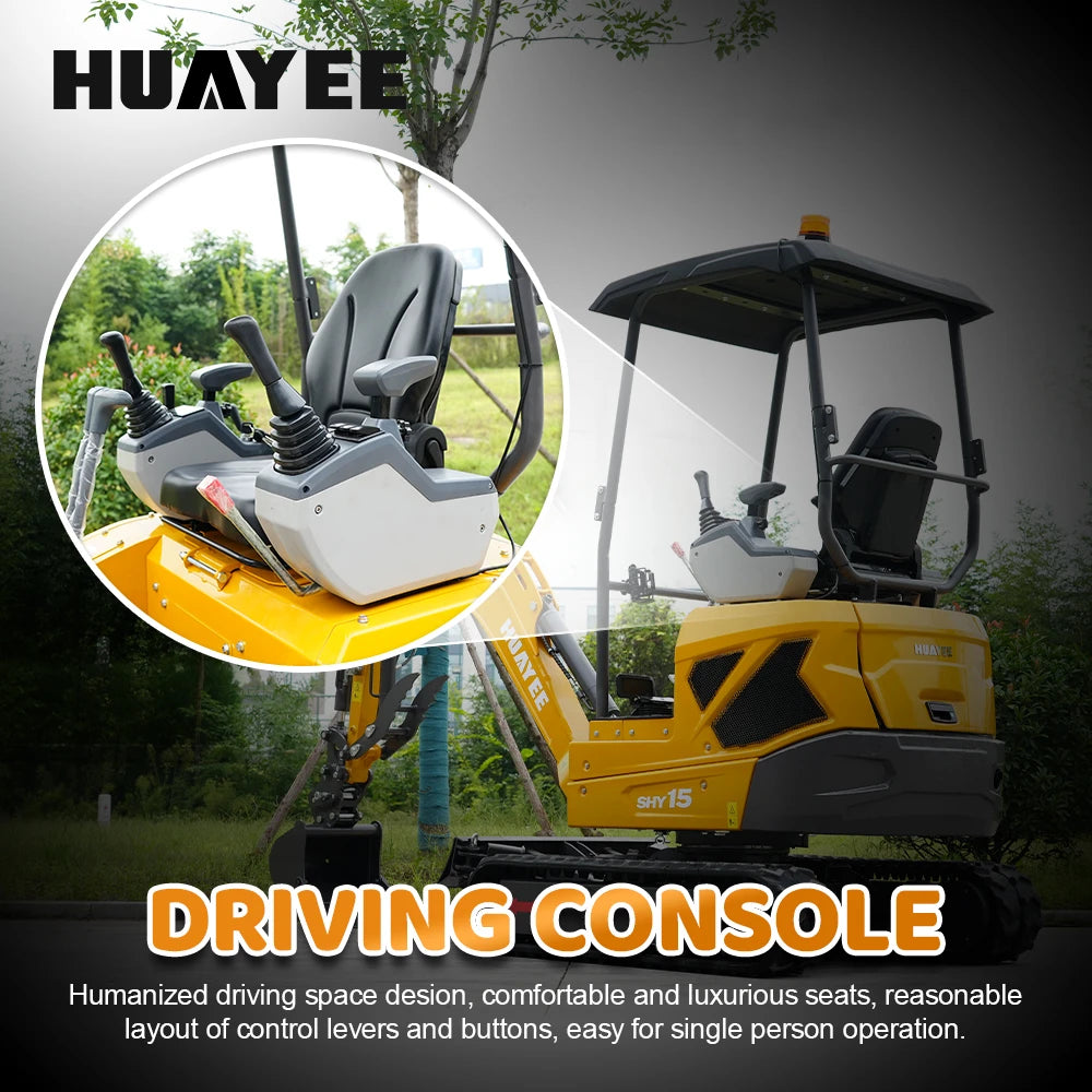 HUAYEE SHY15 | Mini Excavator - 1.5 Ton Compact Excavator with Kubota D722 Engine, 14 HP