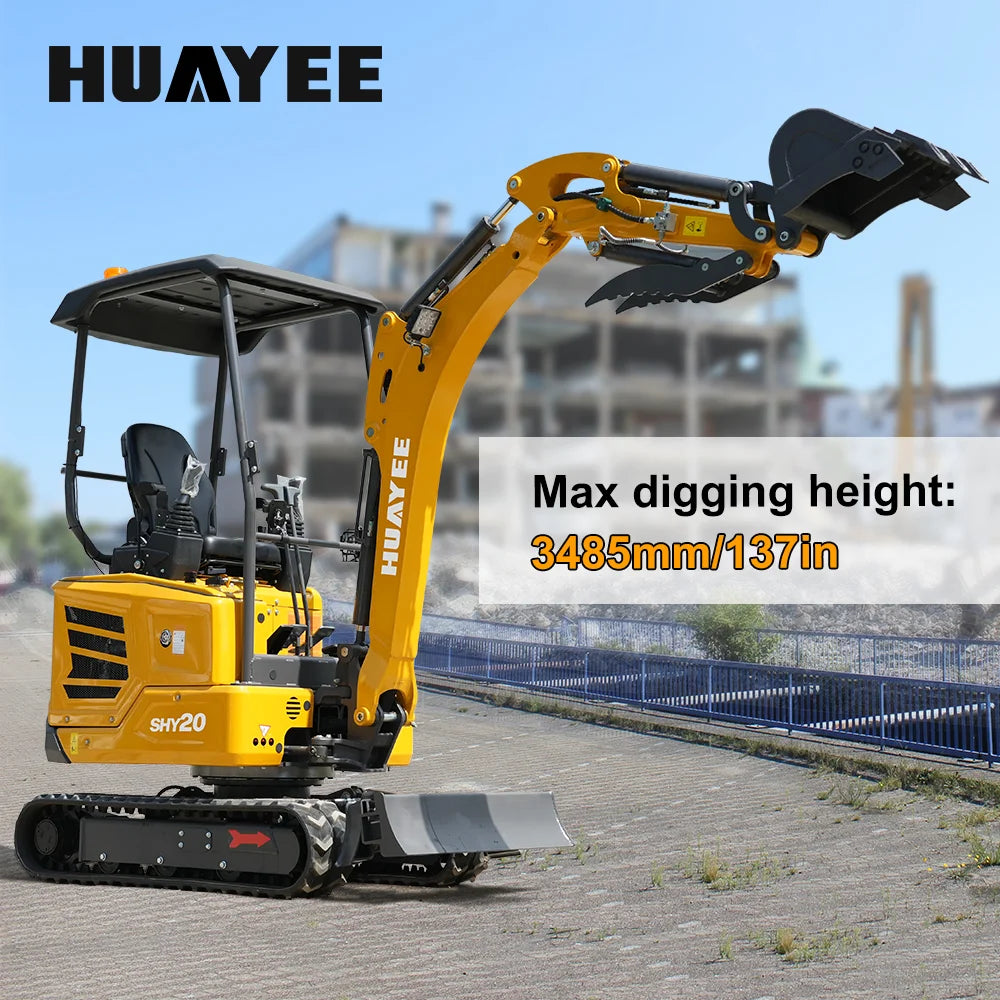 HUAYEE SHY20 Mini Excavator - 1.68 Ton Compact Excavator with Kubota D902 Engine, 16 HP