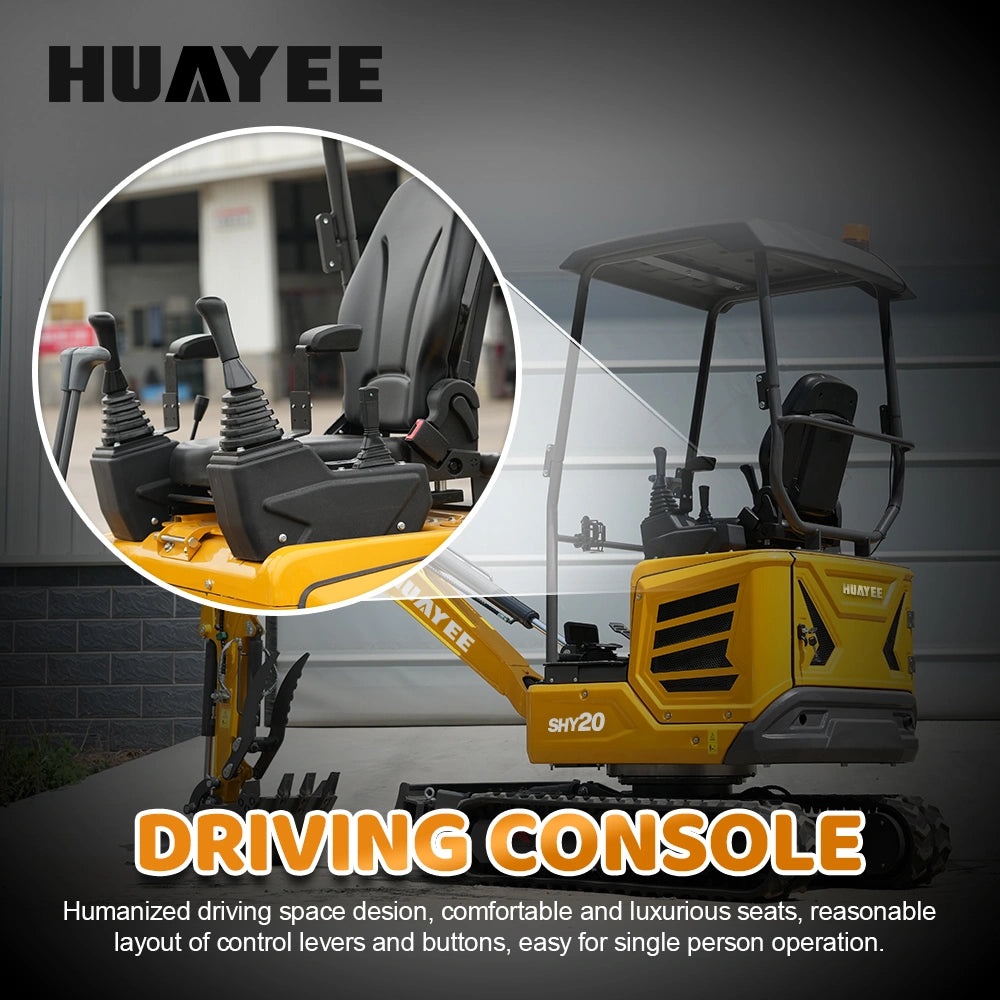 HUAYEE SHY20 Mini Excavator - 1.68 Ton Compact Excavator with Kubota D902 Engine, 16 HP