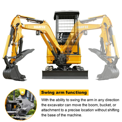 HUAYEE SHY27 Mini Excavator - 2.7 Ton Compact Excavator with Kubota D1105 Engine, 21 HP